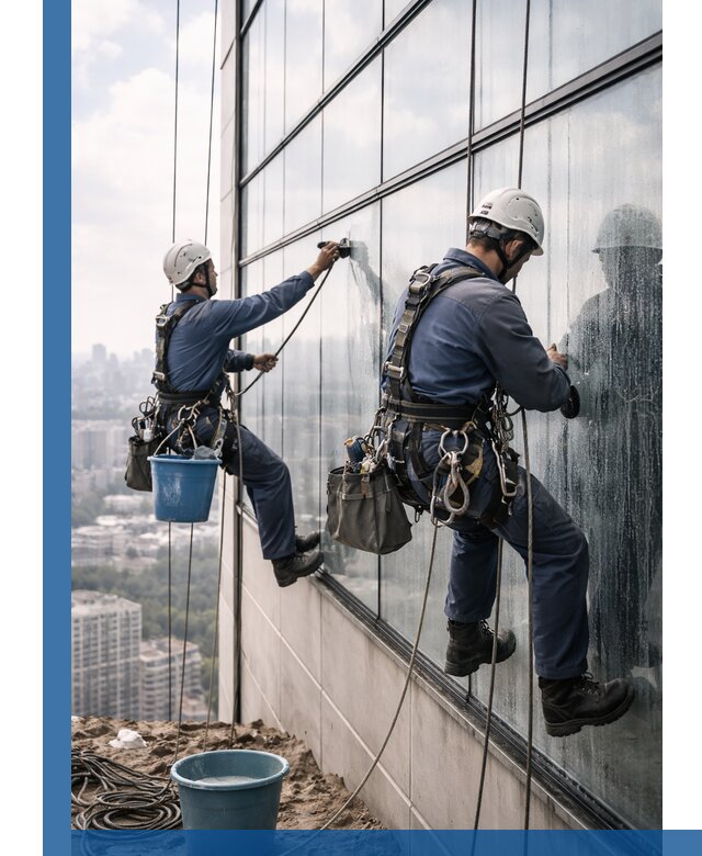 Профессиональная мойка фасадных окон альпинистами в Белорецке