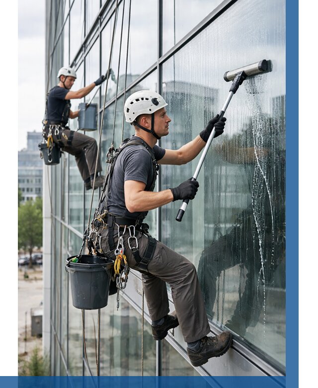 Мойка витражей альпинистами в Белорецке от 710 р. под ключ|ВЫСОТНИК-Блр