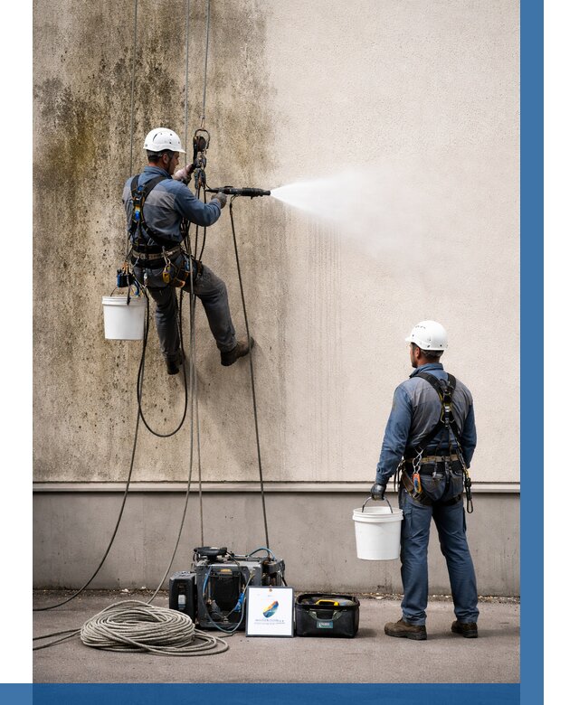 Очистка фасада от плесени в Белорецке от 304 р. | ВЫСОТНИК-Блр