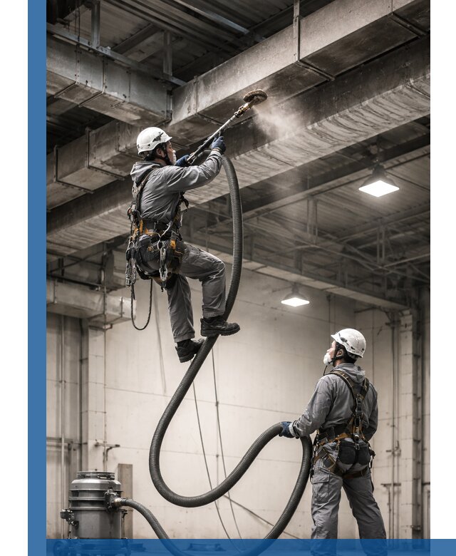 Обеспыливание потолочных конструкций в Белорецке промышленным альпинизмом