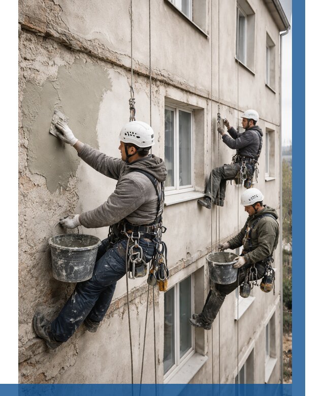 Ремонт штукатурного фасада в Белорецке от 760 р. под ключ | ВЫСОТНИК-Блр