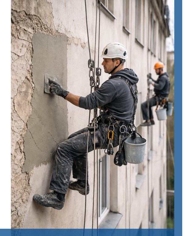 Восстановление штукатурки фасада в Белорецке от 1216 р. | ВЫСОТНИК-Блр