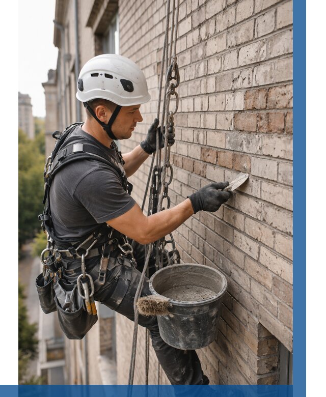 Ремонт кирпичной кладки фасада в Белорецке от 1825 р. | ВЫСОТНИК-Блр