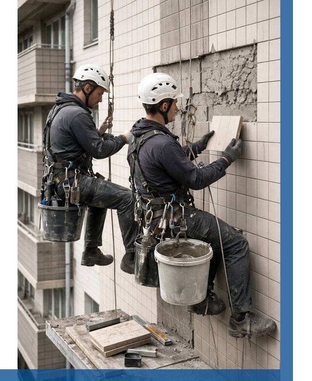 Ремонт облицовки фасада плиткой в Белорецке от 1825 р. | ВЫСОТНИК-Блр