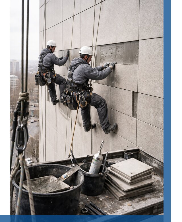 Ремонт фасада из керамогранита в Белорецке от 2534 р. | ВЫСОТНИК-Блр