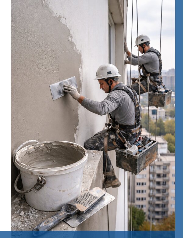 Шпаклевка фасада на высоте в Белорецке от 710 р. | ВЫСОТНИК-Блр