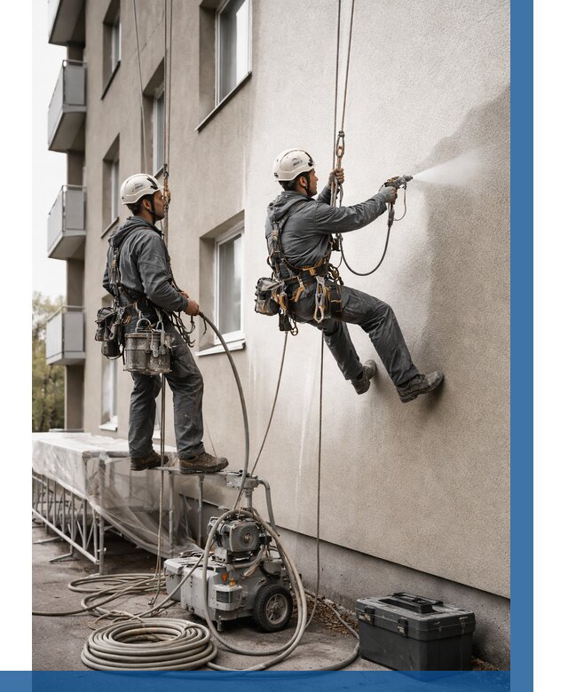 Безвоздушная покраска фасада в Белорецке от 223 р/м² | ВЫСОТНИК-Блр