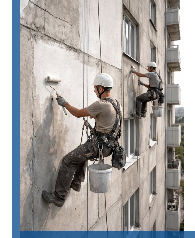 Покраска бетонного фасада в Белорецке для жилых и промышленных объектов