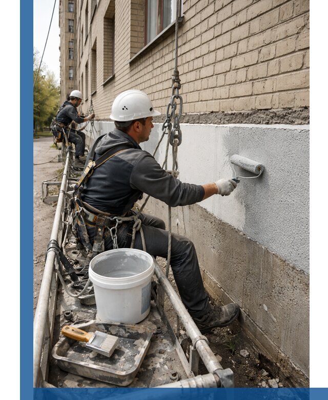Окраска цоколя здания в Белорецке профессионально и надежно