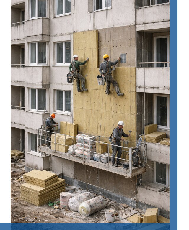 Утепление фасада минватой в Белорецке от 1521 р. | ВЫСОТНИК-Блр