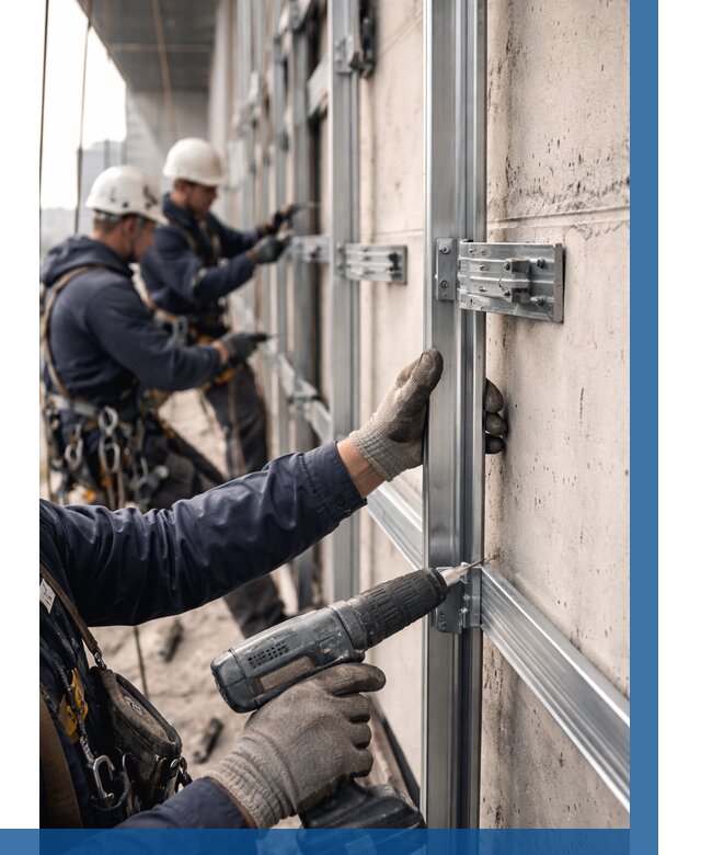 Монтаж подсистемы вентфасада в Белорецке от 862 р. | ВЫСОТНИК-Блр