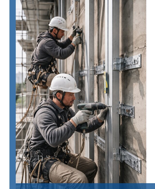 Монтаж и крепление подсистемы вентфасада в Белорецке