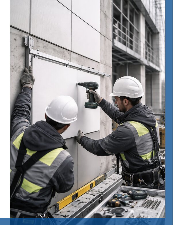 Монтаж композитных панелей фасада в Белорецке от 2534 р. | ВЫСОТНИК-Блр