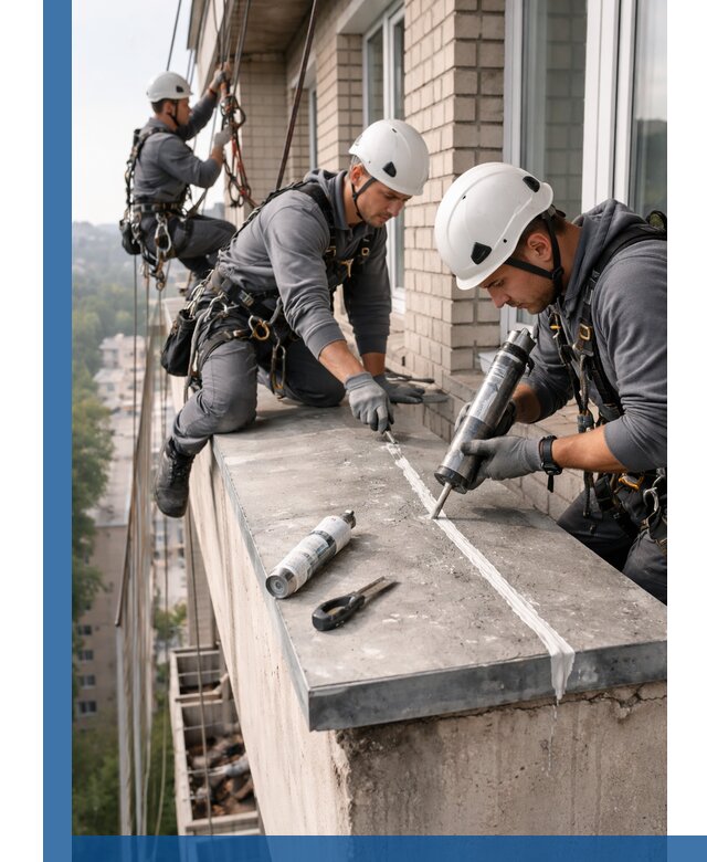 Герметизация балконного козырька в Белорецке профессионально