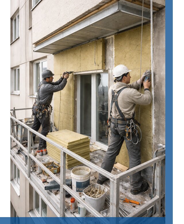 Утепление балкона снаружи в Белорецке от 1622 р. под ключ ВЫСОТНИК-Блр