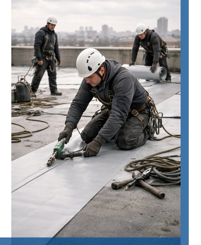 Ремонт мембранной кровли в Белорецке от 1825 р./м2 | ВЫСОТНИК-Блр