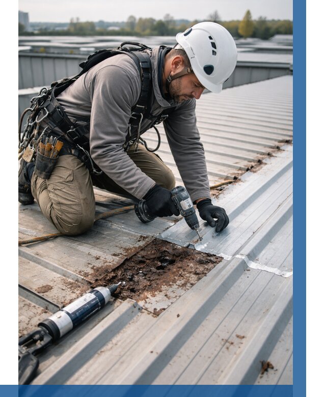 Ремонт профнастила на кровле в Белорецке от 710 р. | ВЫСОТНИК-Блр