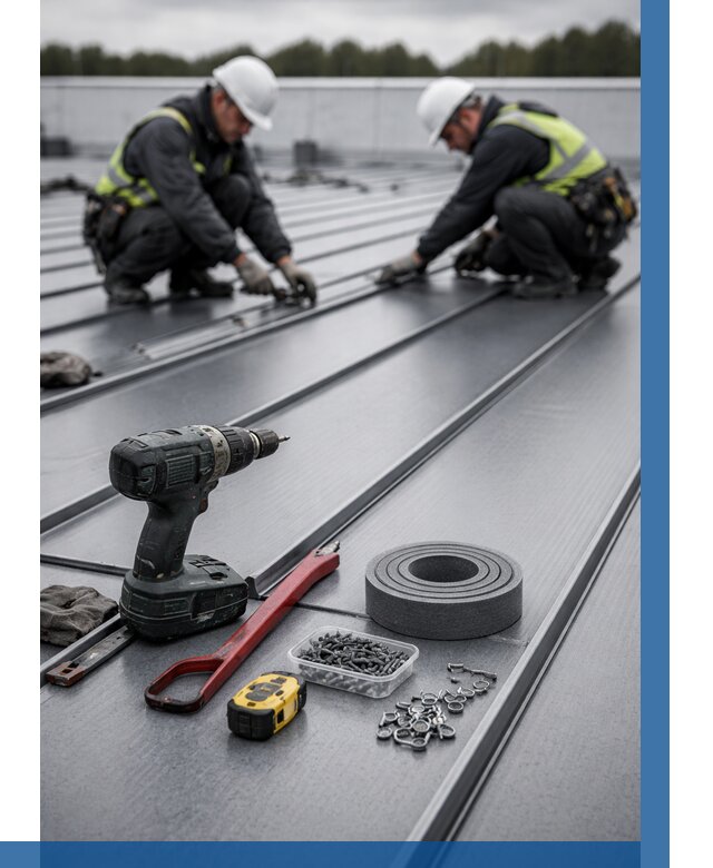 Монтаж фальцевой кровли в Белорецке от 1825 р. | ВЫСОТНИК-Блр