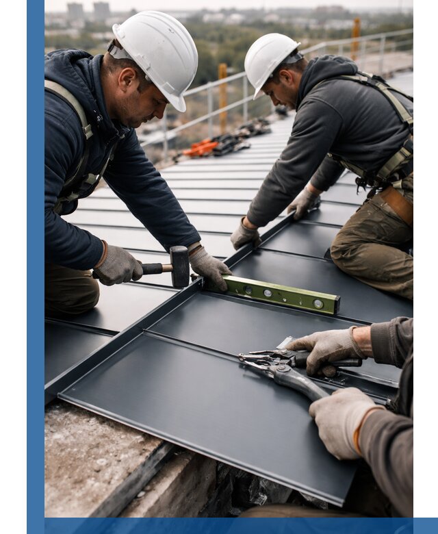 Монтаж фальцевой кровли в Белорецке для промышленных зданий