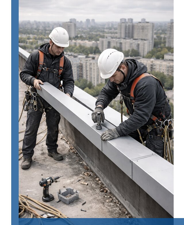 Монтаж парапетных крышек и ограждений кровли в Белорецке