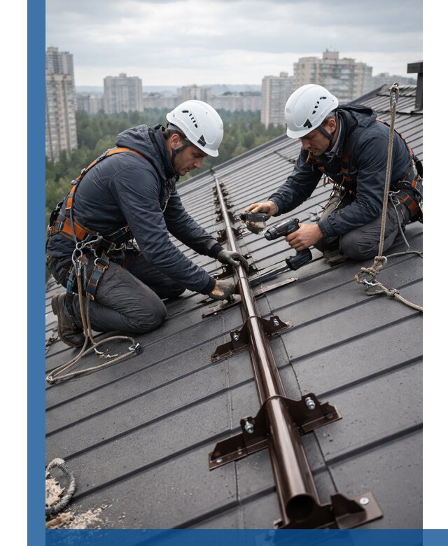 Монтаж снегозадержателей на кровле зданий в Белорецке под ключ