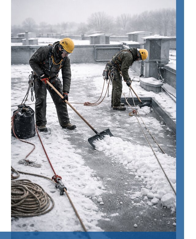 Очистка крыши от снега в Белорецке от 7603 р. | ВЫСОТНИК-Блр