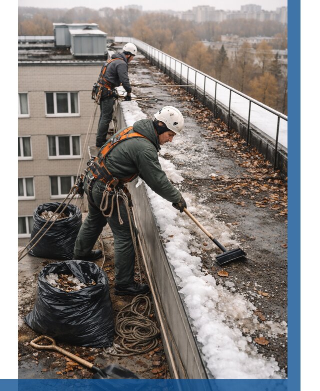 Очистка кровли по периметру в Белорецке от 558 р. | ВЫСОТНИК-Блр