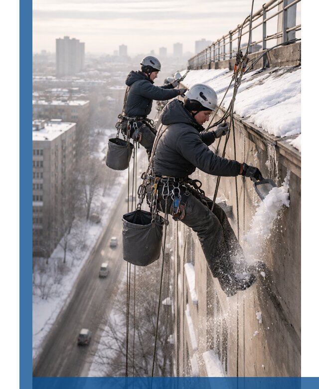 Очистка карнизов от снега в Белорецке профессионально и безопасно