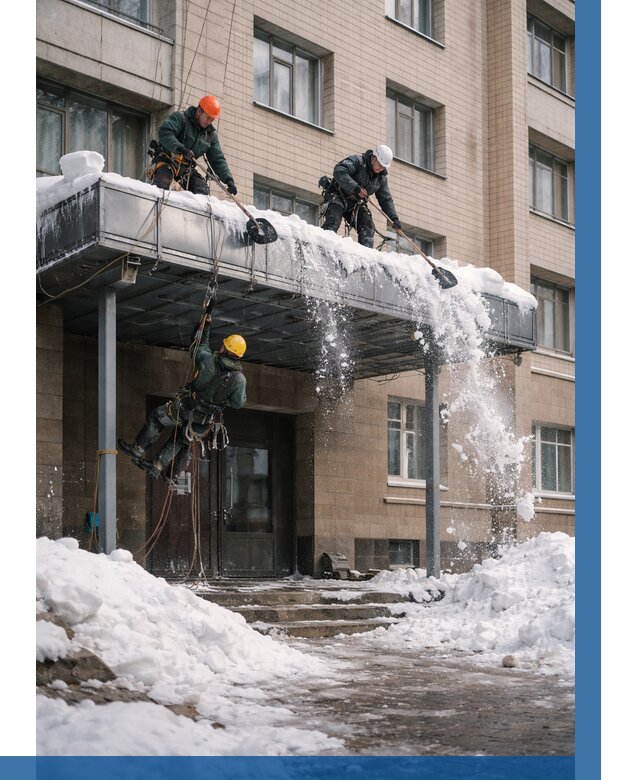 Очистка козырьков от снега в Белорецке от 3548 р. | ВЫСОТНИК-Блр