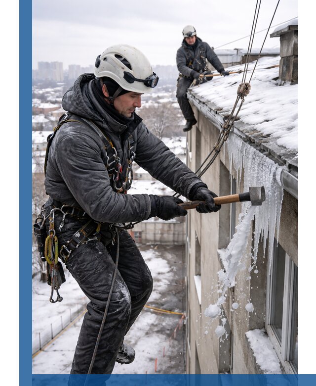 Сбивание и удаление сосулек с крыши в Белорецке безопасно