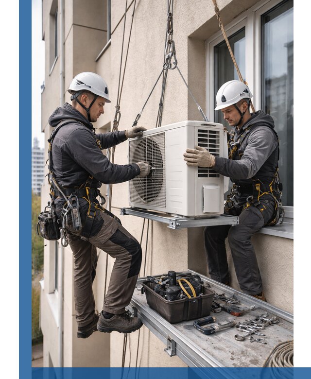 Перенос внешнего блока кондиционера в Белорецке с монтажом и крепежом