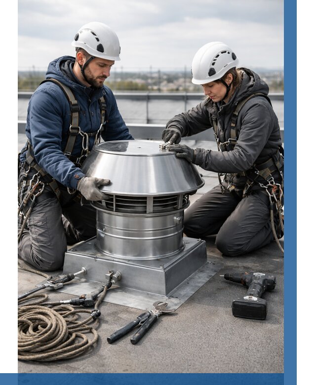 Установка дефлекторов на кровле в Белорецке от 4562 р. | ВЫСОТНИК-Блр