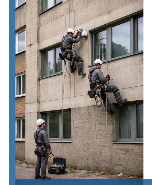 Монтаж фасадных камер видеонаблюдения в Белорецке под ключ