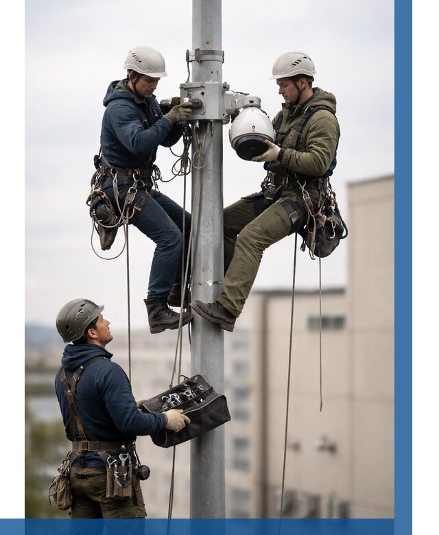 Установка видеокамер на мачте в Белорецке от 8616 р. | ВЫСОТНИК-Блр