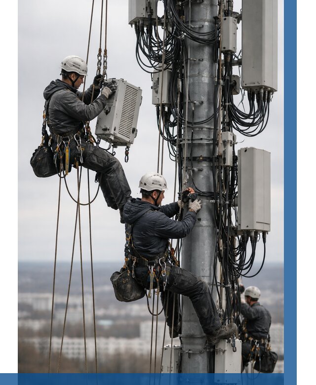 Монтаж оборудования связи на мачте в Белорецке от 7603 р. | ВЫСОТНИК-Блр