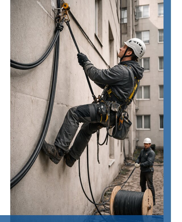 Протяжка кабеля питания на высоте в Белорецке от 456 р. | ВЫСОТНИК-Блр