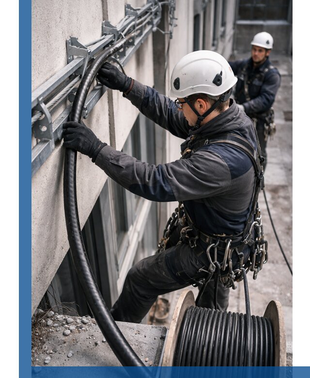 Протяжка кабеля питания на высоте в Белорецке с гарантией безопасности и качества