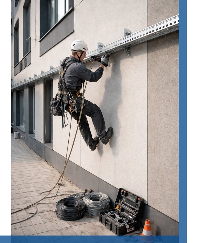 Монтаж кабельных лотков на фасаде в Белорецке от 1216 р. | ВЫСОТНИК-Блр