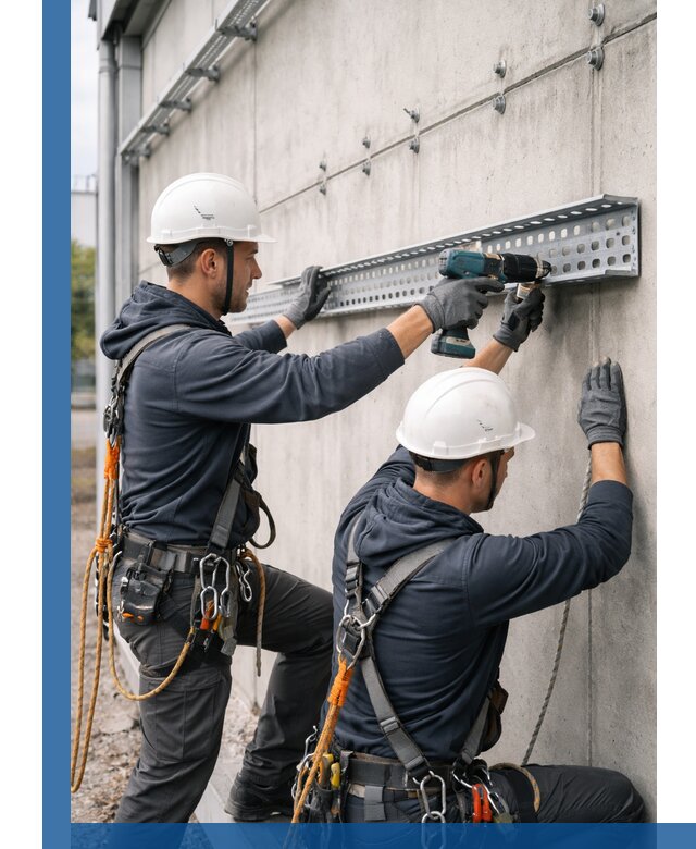 Монтаж кабельных лотков на фасаде зданий в Белорецке с гарантией