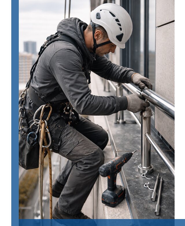 Монтаж ограждений на высоте в Белорецке для зданий и конструкций