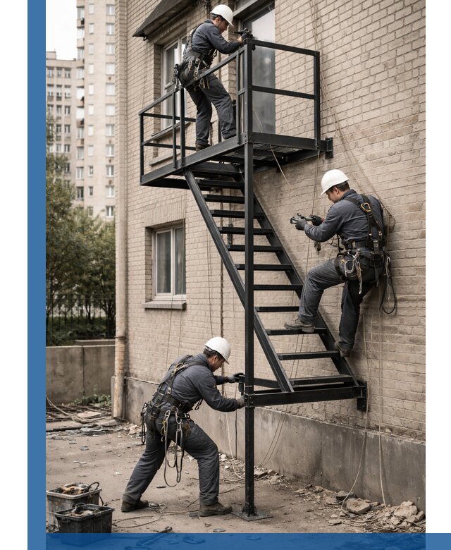 Монтаж пожарной лестницы в Белорецке, установка и крепление