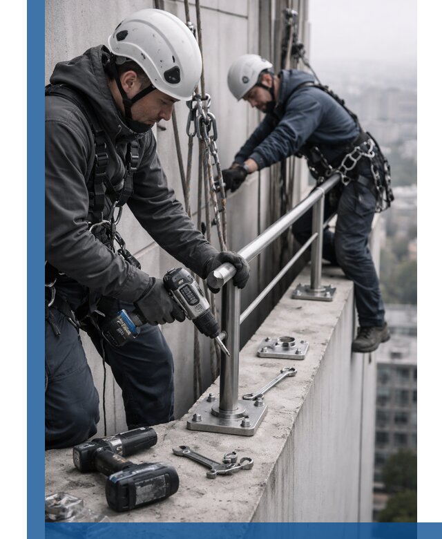 Монтаж перил на высоте в Белорецке для жилых и промобъектов