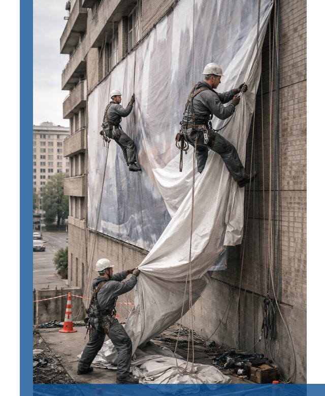 Демонтаж баннеров с фасада в Белорецке оперативно и безопасно