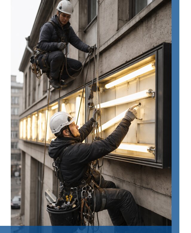 Замена ламп в вывеске в Белорецке под ключ от 3548 р. | ВЫСОТНИК-Блр
