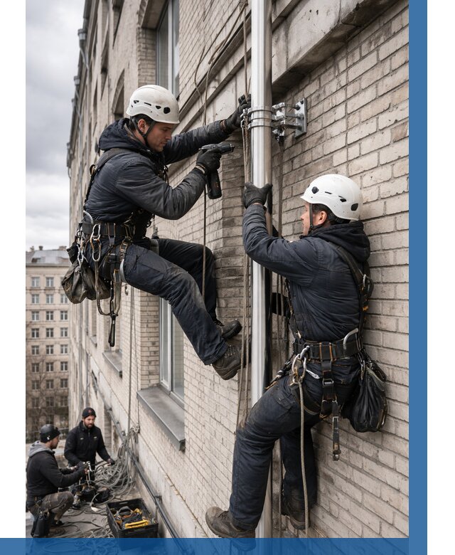 Монтаж флагштока на здании в Белорецке от 6589 р. | ВЫСОТНИК-Блр