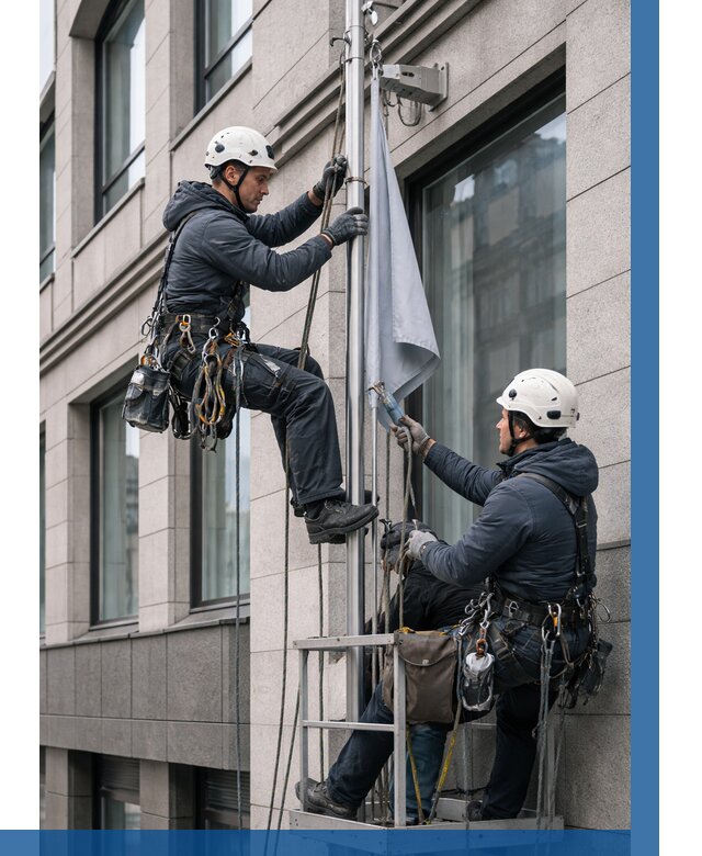 Установка флагов на фасаде в Белорецке от 4562 р. | ВЫСОТНИК-Блр