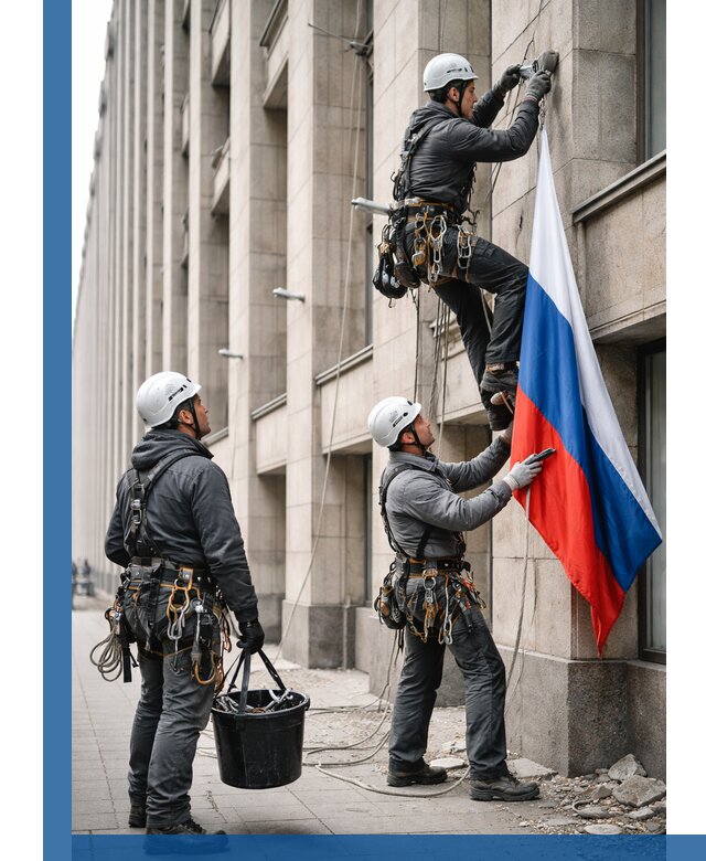 Профессиональная установка флагов на фасаде в Белорецке