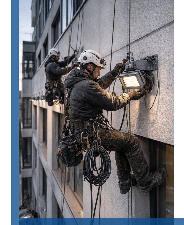 Монтаж фасадного освещения в Белорецке установка и подключение