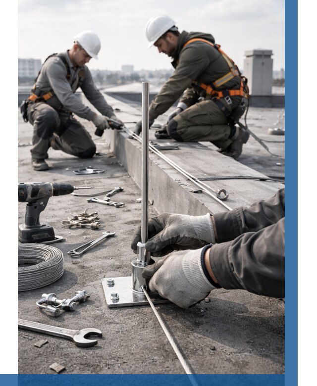 Монтаж молниезащиты на кровле в Белорецке цена от 25343 р. | ВЫСОТНИК-Блр