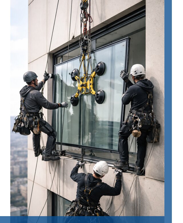 Монтаж стеклопакетов на высоте в Белорецке от 3244 р. | ВЫСОТНИК-Блр